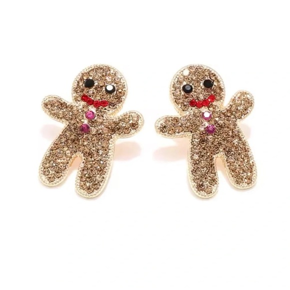 Betsey Johnson Gingerbread Man Crystal Earrings - Picture 1 of 5